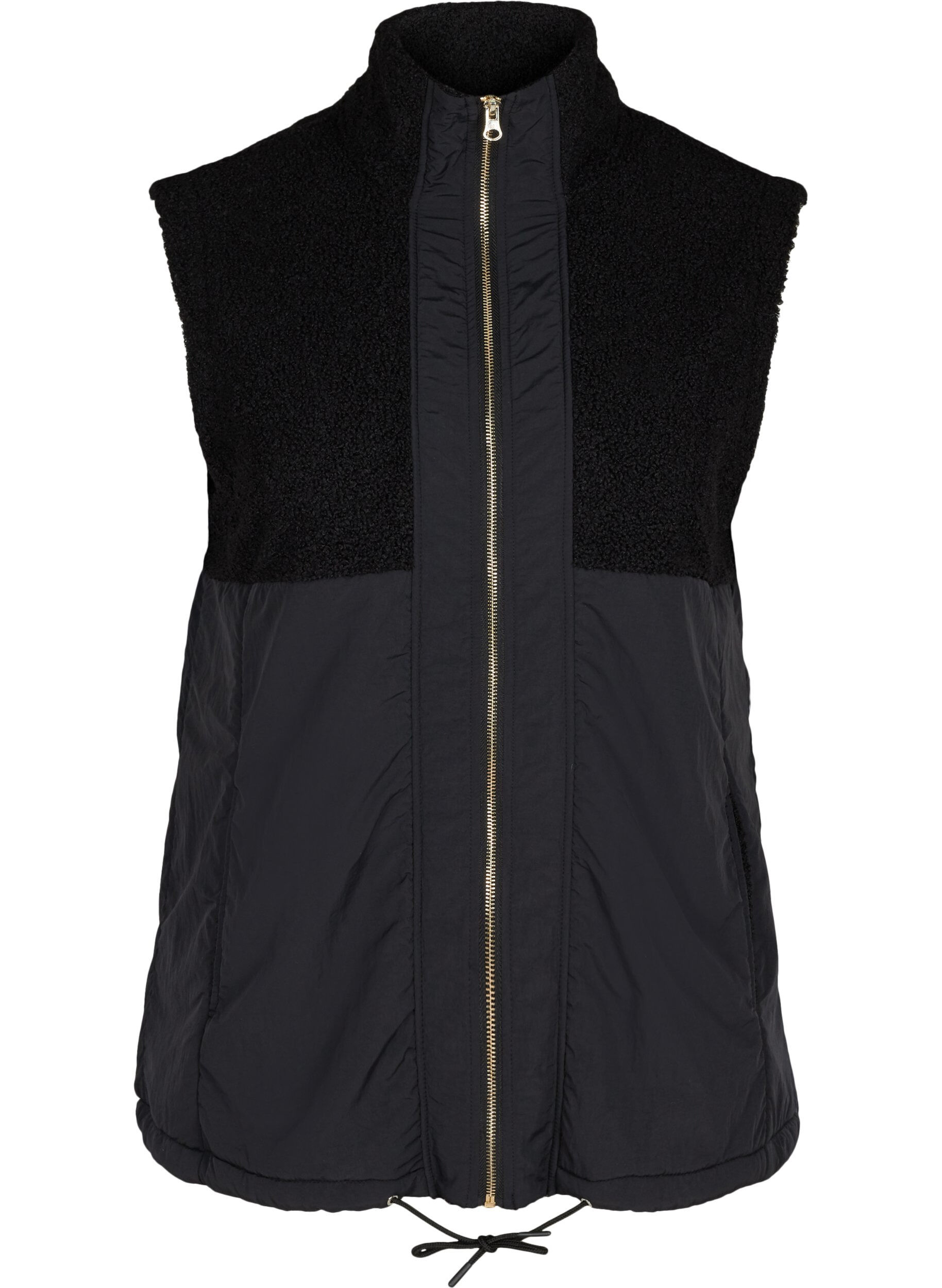 ZizziKort vest met teddy en rits, Black, Packshot image number 0