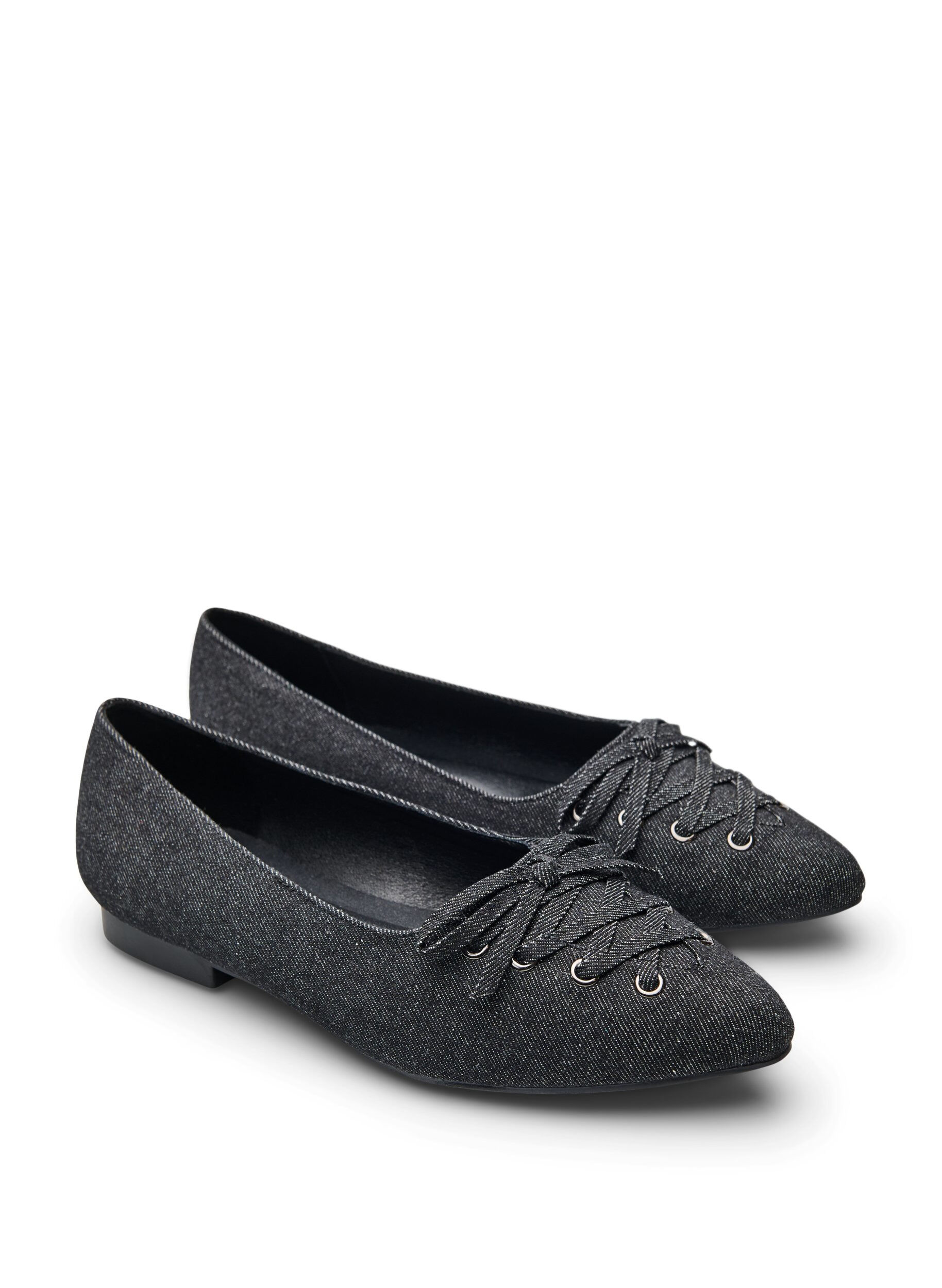 Zizzi Ballerine &agrave; lacets, Noir, Packshot image number 1