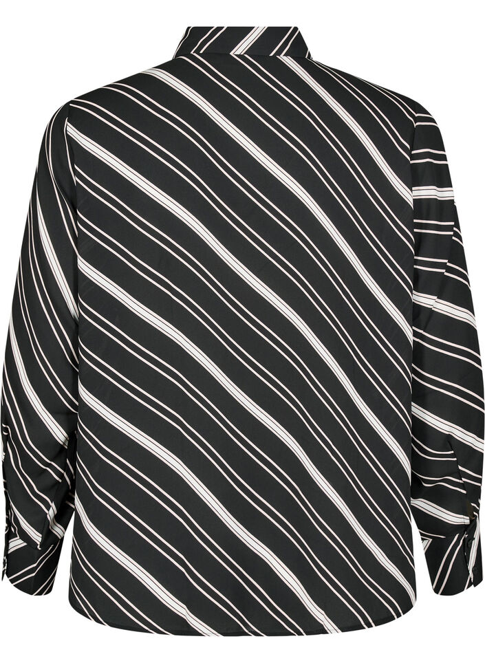 Chemise rayée à manches longues, Black Stripe, Packshot image number 1