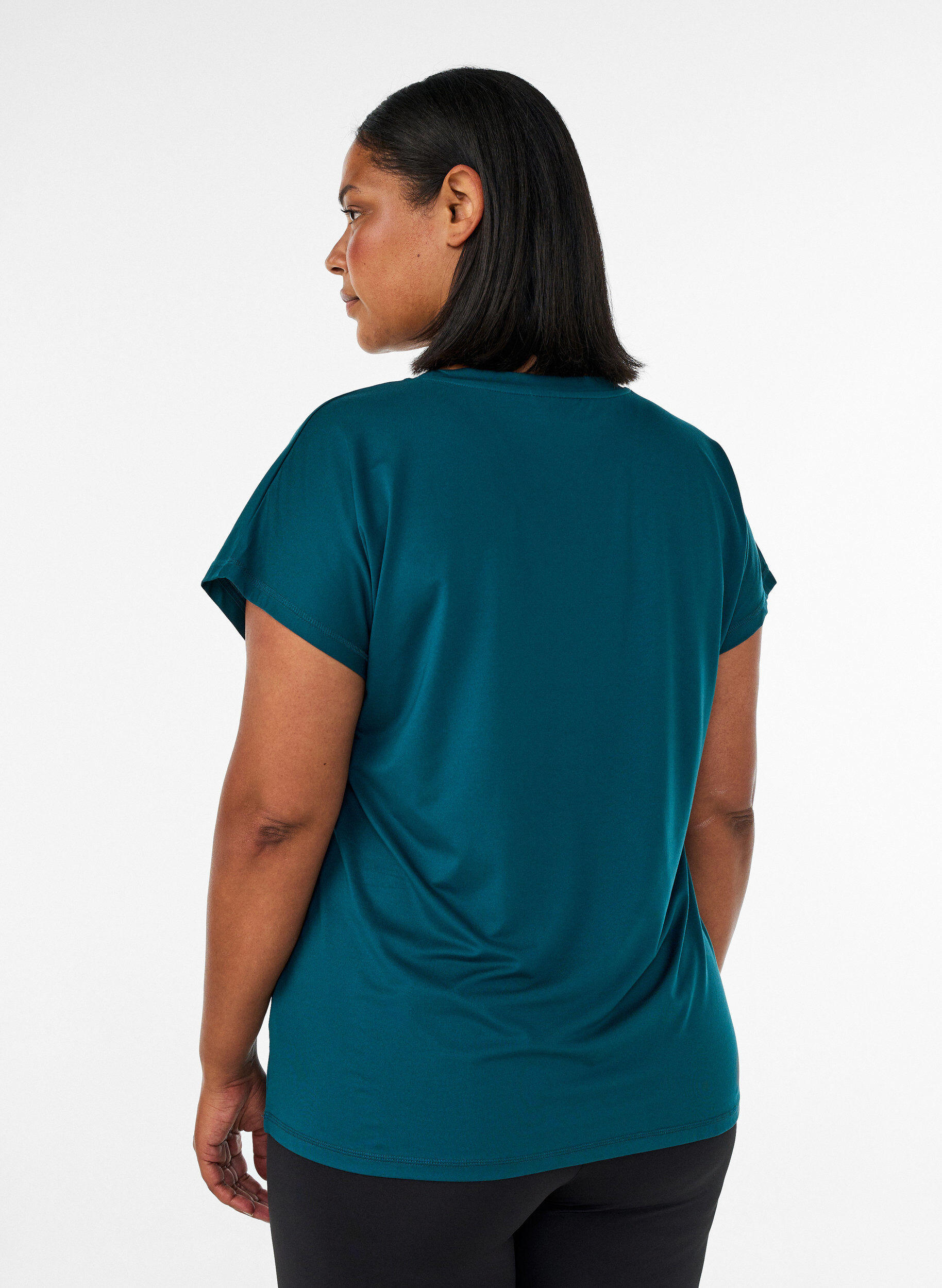 ZizziLosvallend trainings-T-shirt met V-hals, Groen, Model image number 2