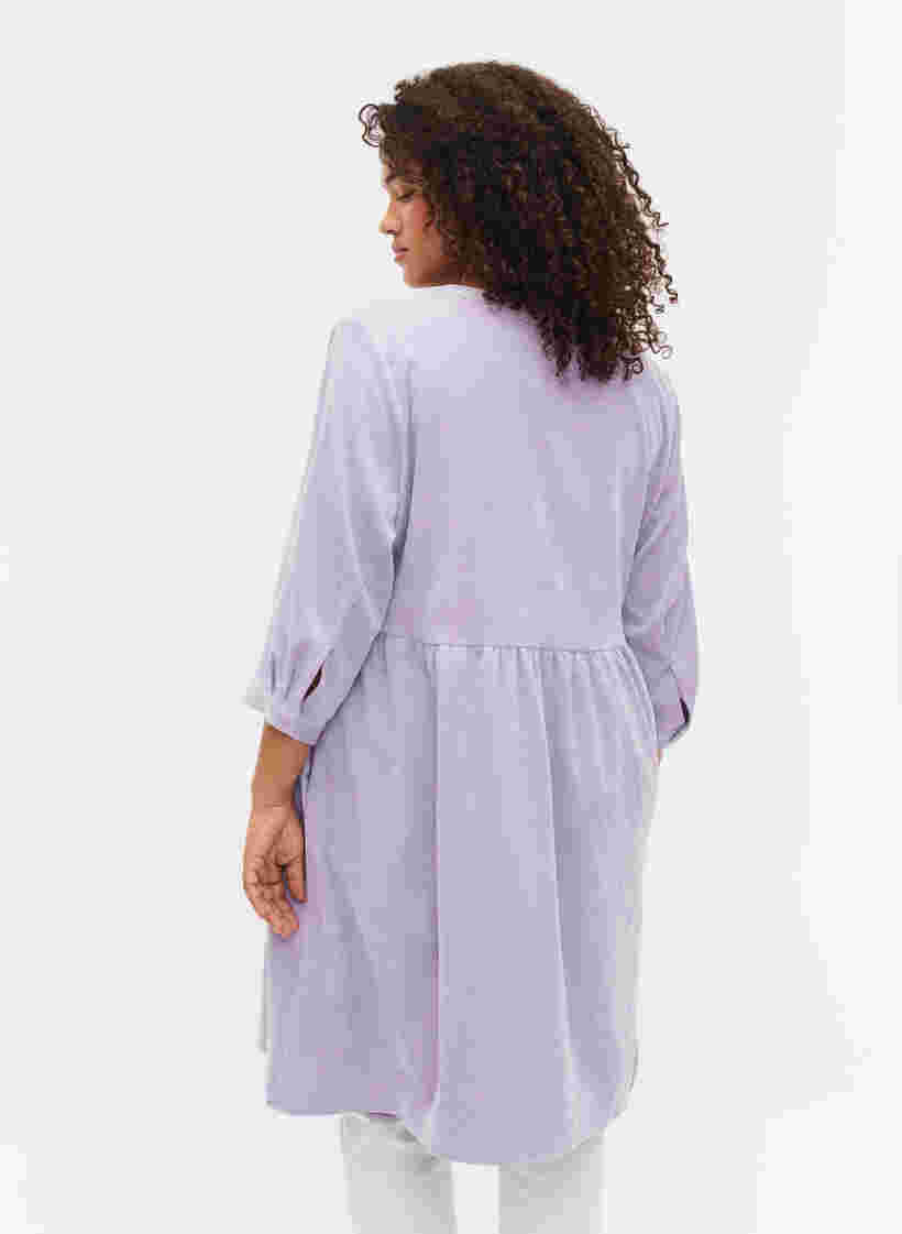 Fluwelen jurk met 3/4-mouwen en knopen, Wisteria, Model image number 1