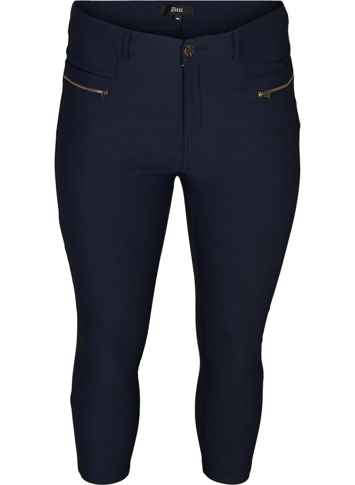 Nauwsluitende capri broek in viscosemix, Blauw, Packshot image number 0