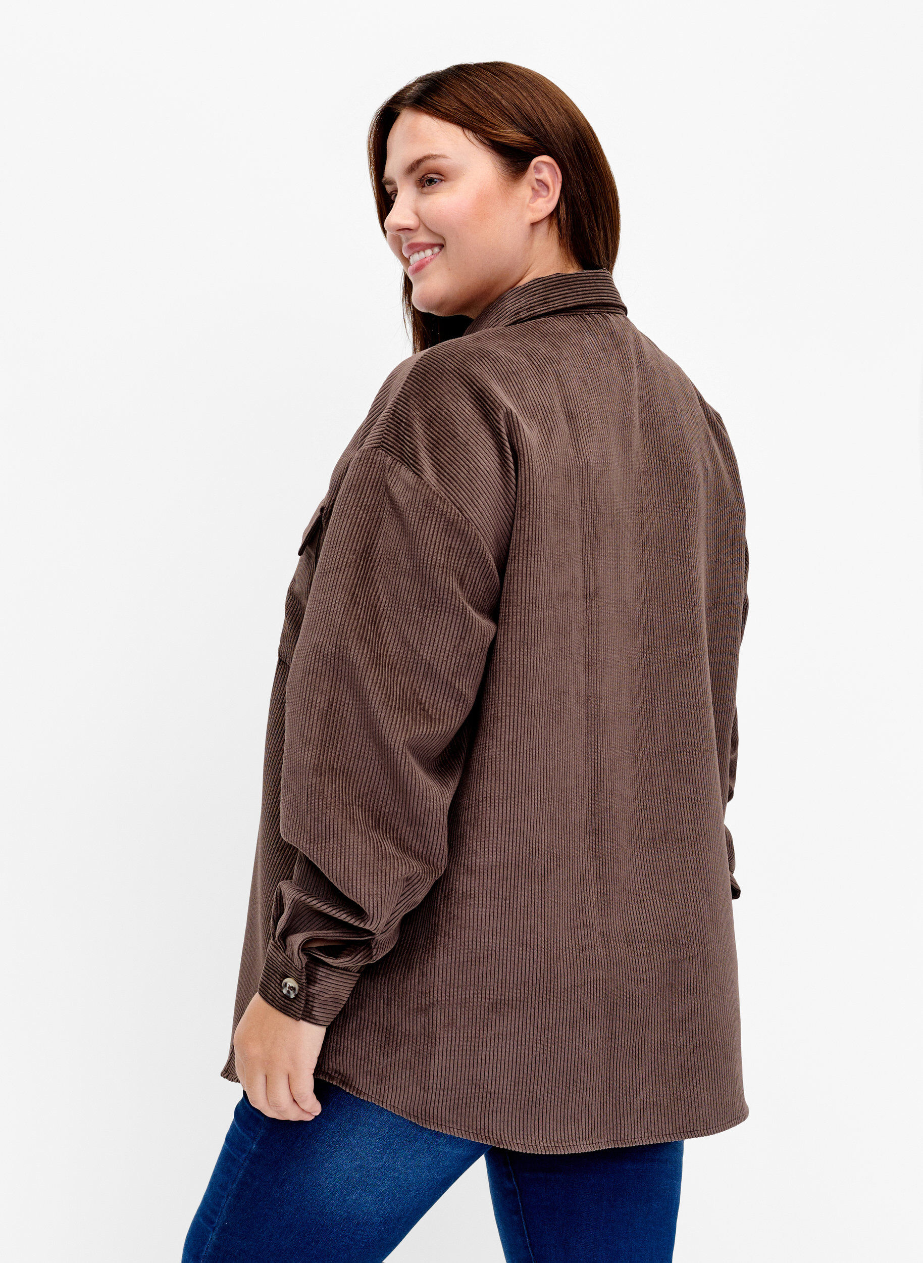 ZizziFluwelen overhemd met lange mouwen en borstzakken., Java, Model image number 1