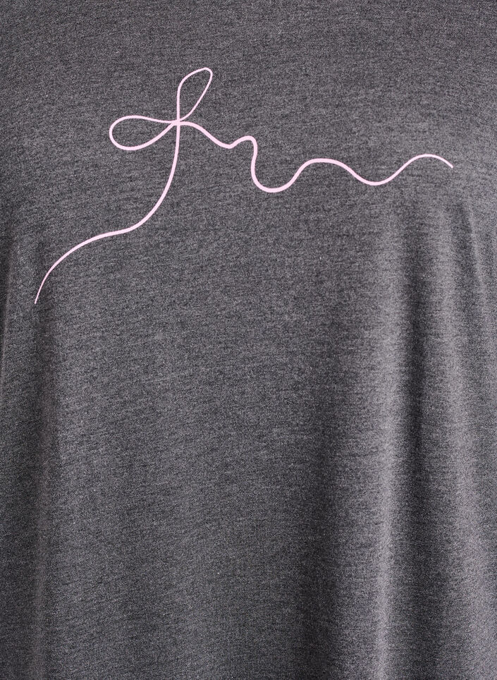 Chemise de nuit &agrave; manches courtes avec imprim&eacute; de texte, Noir, Packshot image number 2