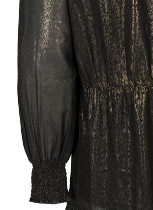 Robe à manches longues avec smocks et volants, Black w. Gold, Packshot image number 3