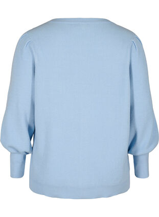 Cardigan en tricot à manches bouffantes, Chambray Blue Mel., Packshot image number 1
