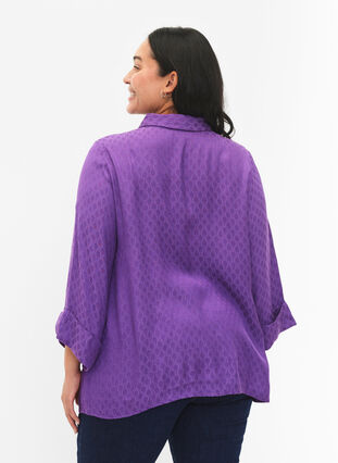 Shirt in viscose met ton-sur-ton patroon, Lavender Violet, Model image number 1