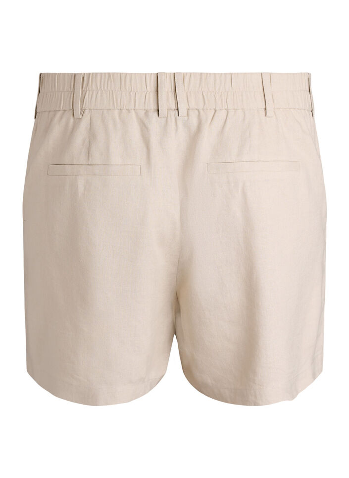 Bermuda shorts met hoge taille in linnen en viscose, Beige, Packshot image number 1