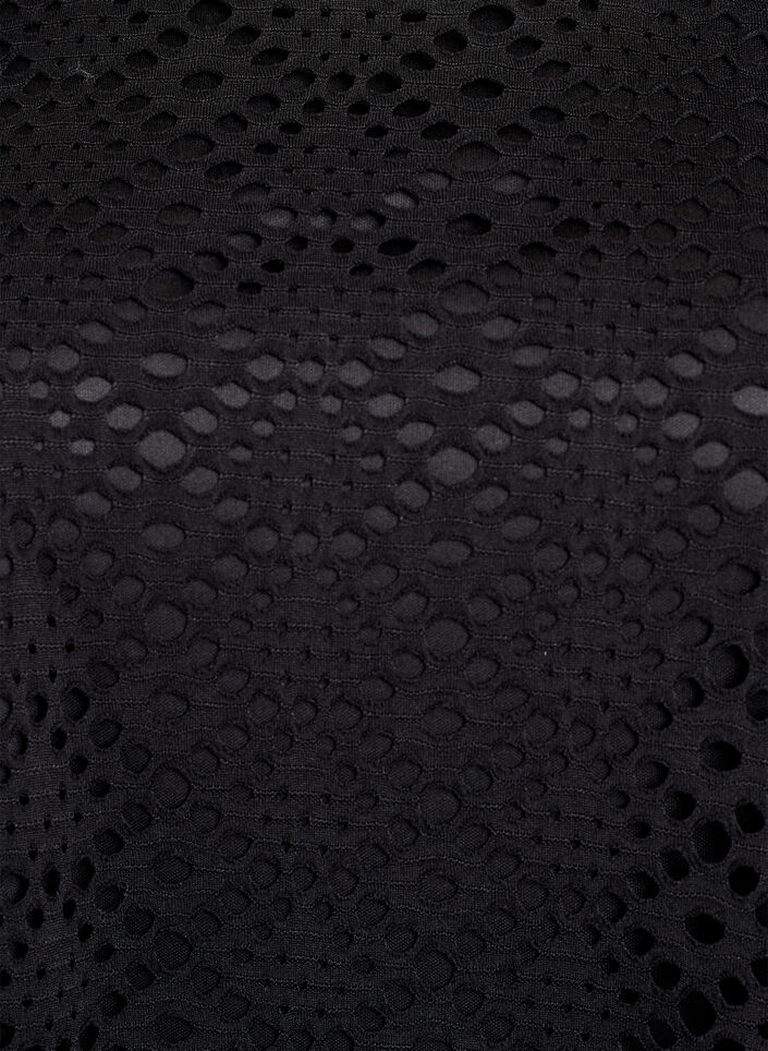 Robe mi-longue avec motif ajouré et manches courtes, Noir, Packshot image number 2