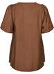 Tunic met ballonnenmouwen en een V-hals, Bruin, Packshot image number 1