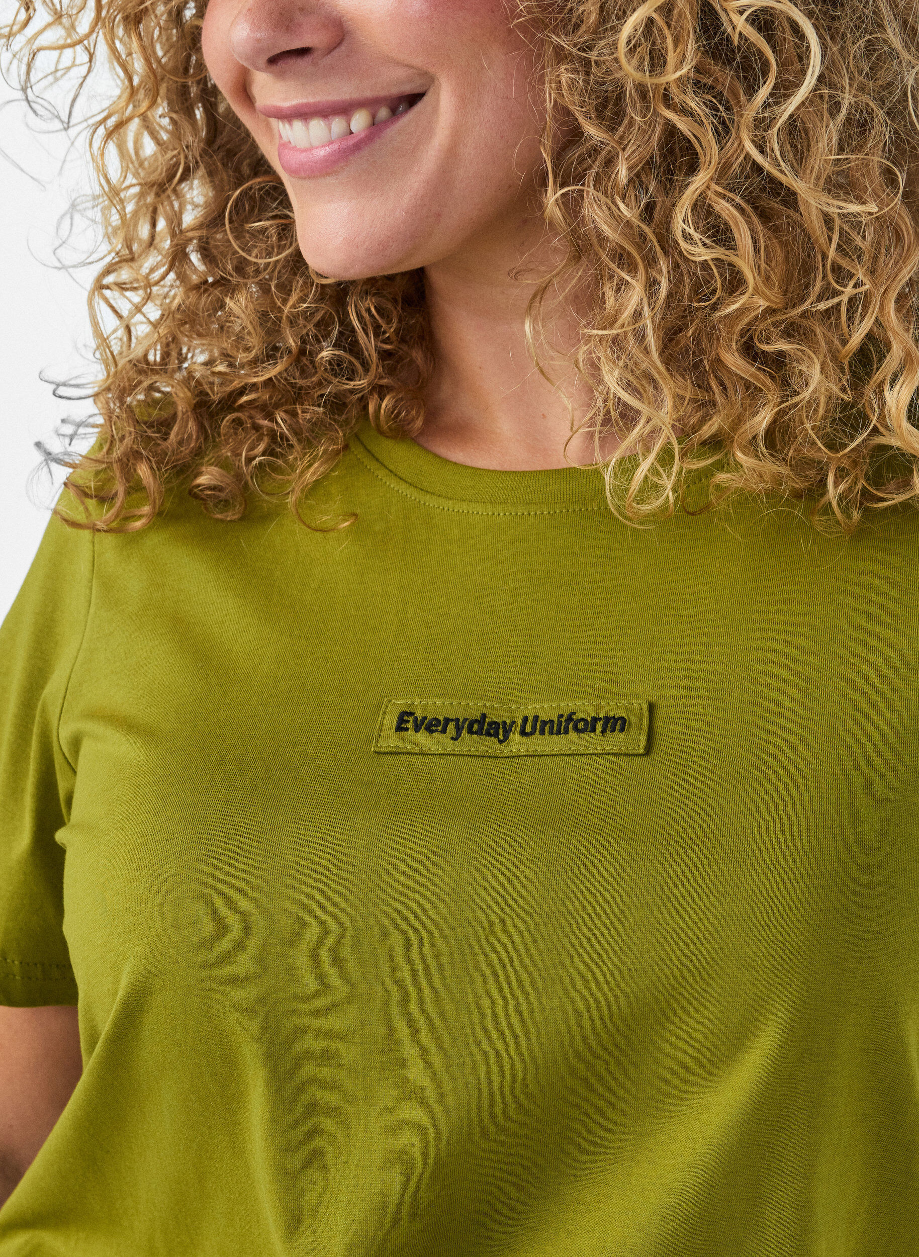 ZizziKatoenen T-shirt met tekstbadge, Groen, Model image number 3