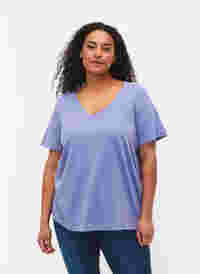 T-shirt à manches courtes avec col en V, Lavender Viloet, Model