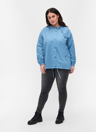 Veste Parka courte à capuche et bas ajustable, Blue Shadow, Model image number 2