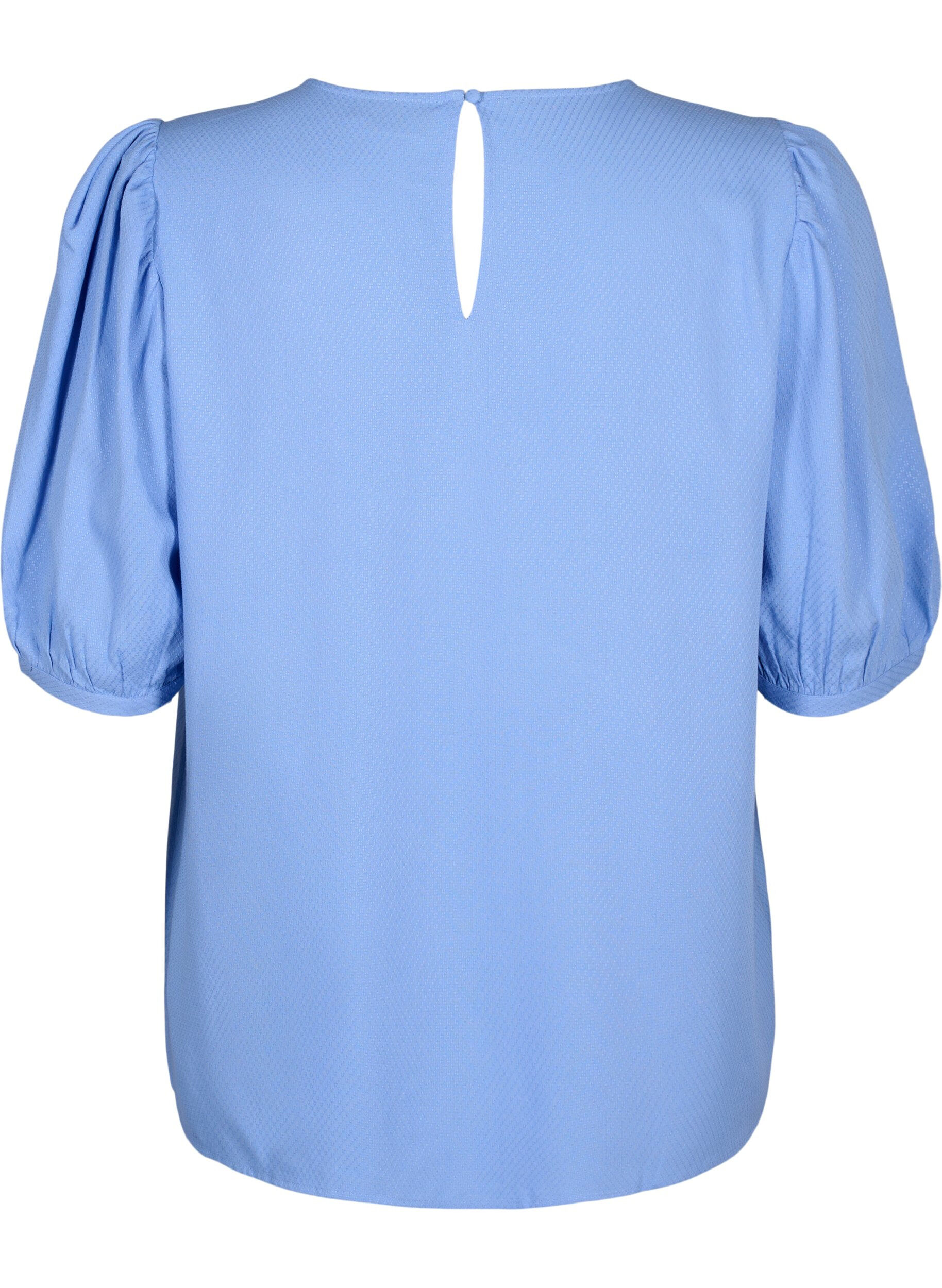 ZizziBlouse van viscose met halflange mouwen, Cornflower Blue, Packshot image number 1