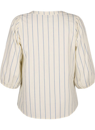 Katoenen blouse met 3/4 mouwen en print, Eggnog Stripe, Packshot image number 1