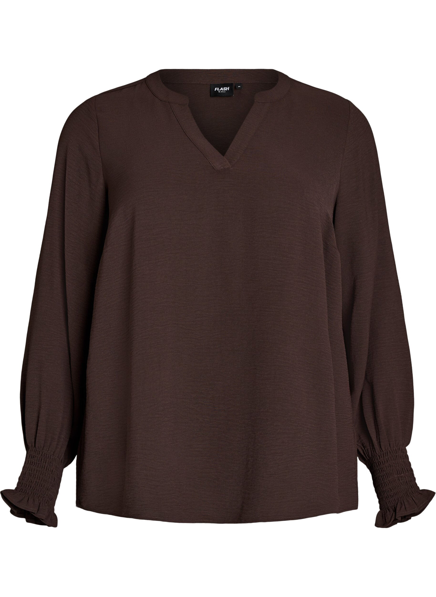 FLASH - Blouse avec poignets smock&eacute;s et col en V