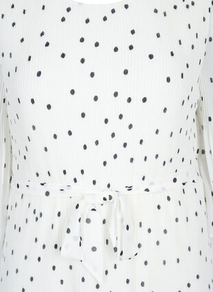 Robe plissée imprimée avec lien à nouer, Bright White w. Dots, Packshot image number 2