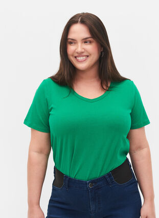 T-shirt en coton uni basique, Jolly Green, Model image number 0