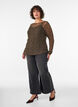 Mesh blouse met patroon en glittergaren, Bruin, Model image number 1