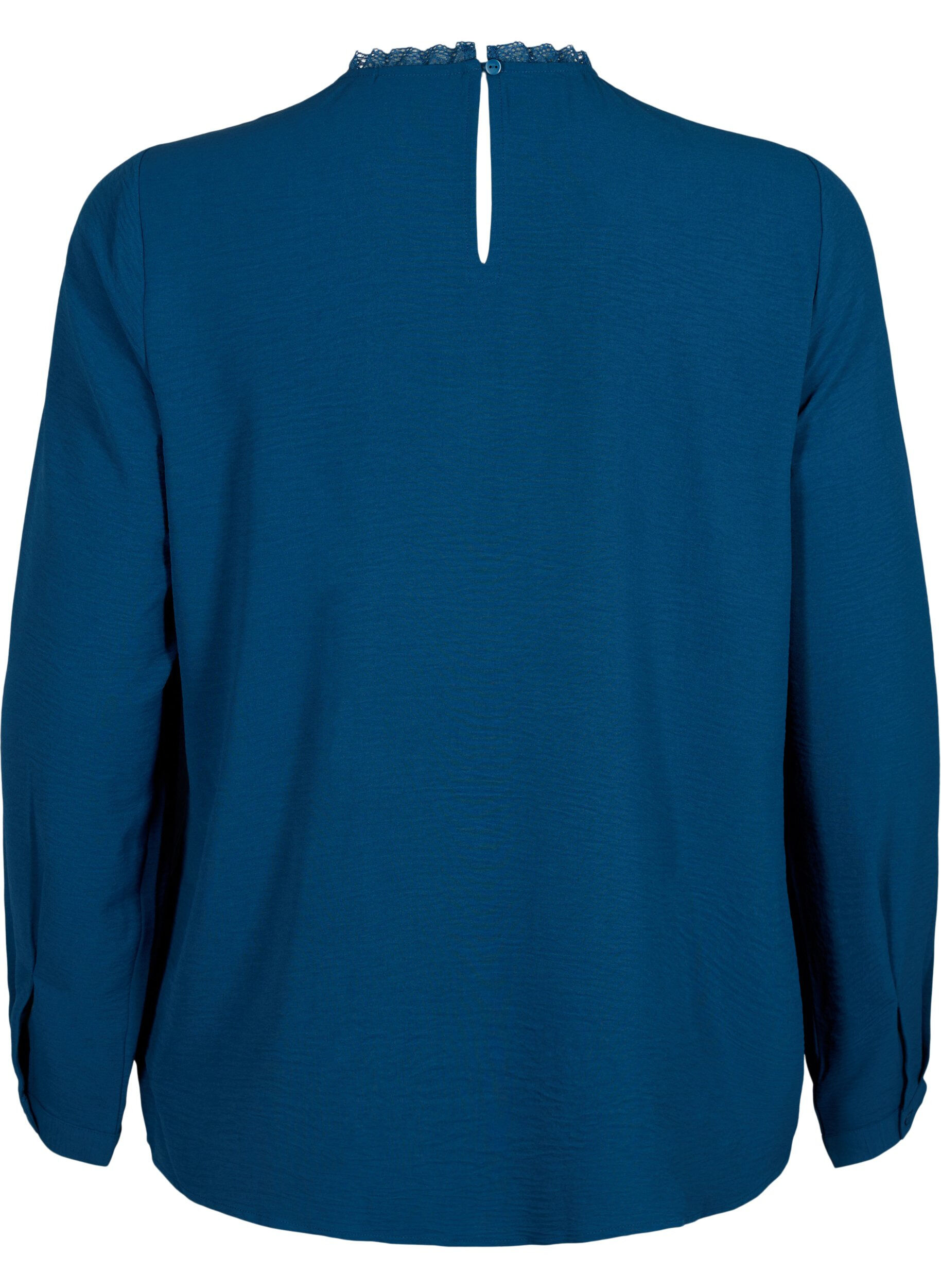 Zizzi Chemisier &agrave; manches longues avec d&eacute;tails en dentelle, Titan, Packshot image number 1