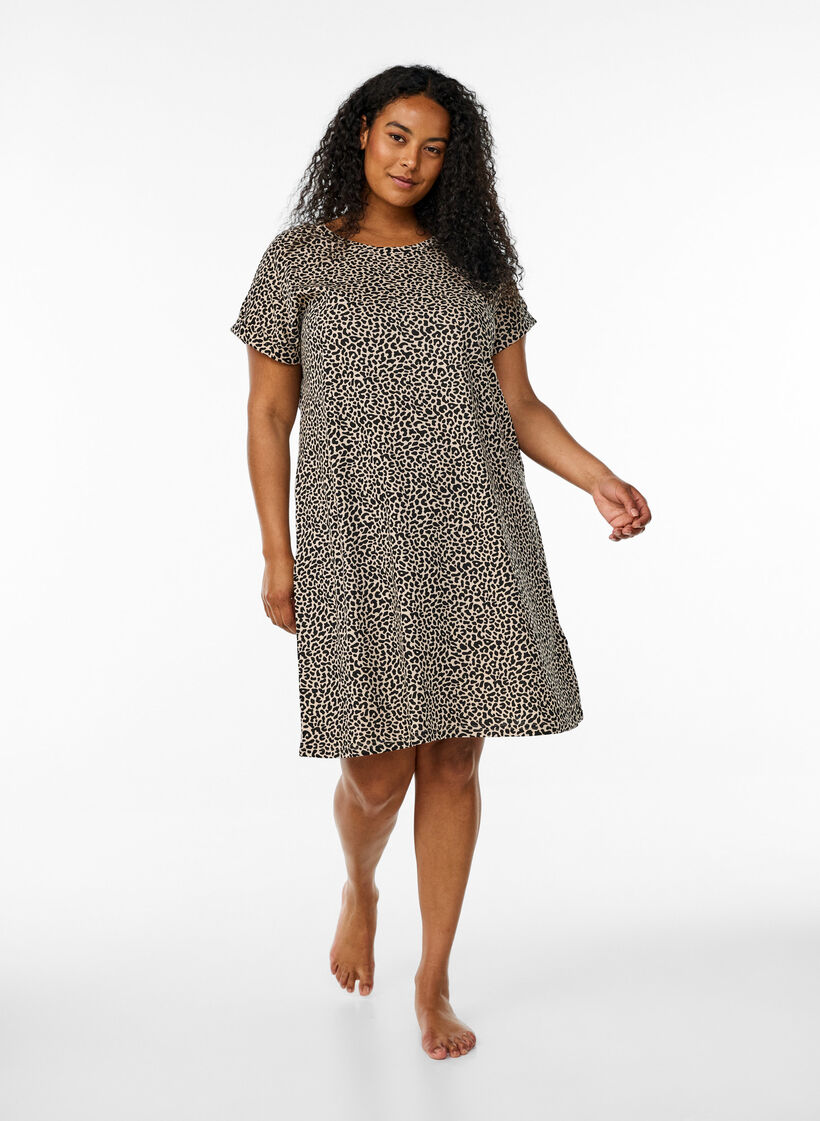 2-pack T-shirtjurk met korte mouwen, Bruin, Model image number 1