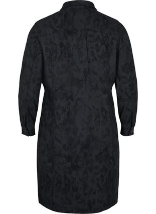 Robe imprimée avec col et boutons, Black, Packshot image number 1