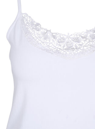 Chemise de nuit en coton avec bordure en dentelle, Bright White, Packshot image number 2