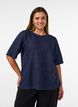 Blouse textur&eacute;e avec paillettes, Bleu, Model image number 0