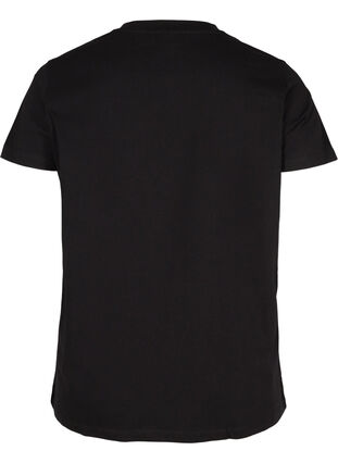 T-shirt en coton bio avec détail dentelle, Black, Packshot image number 1