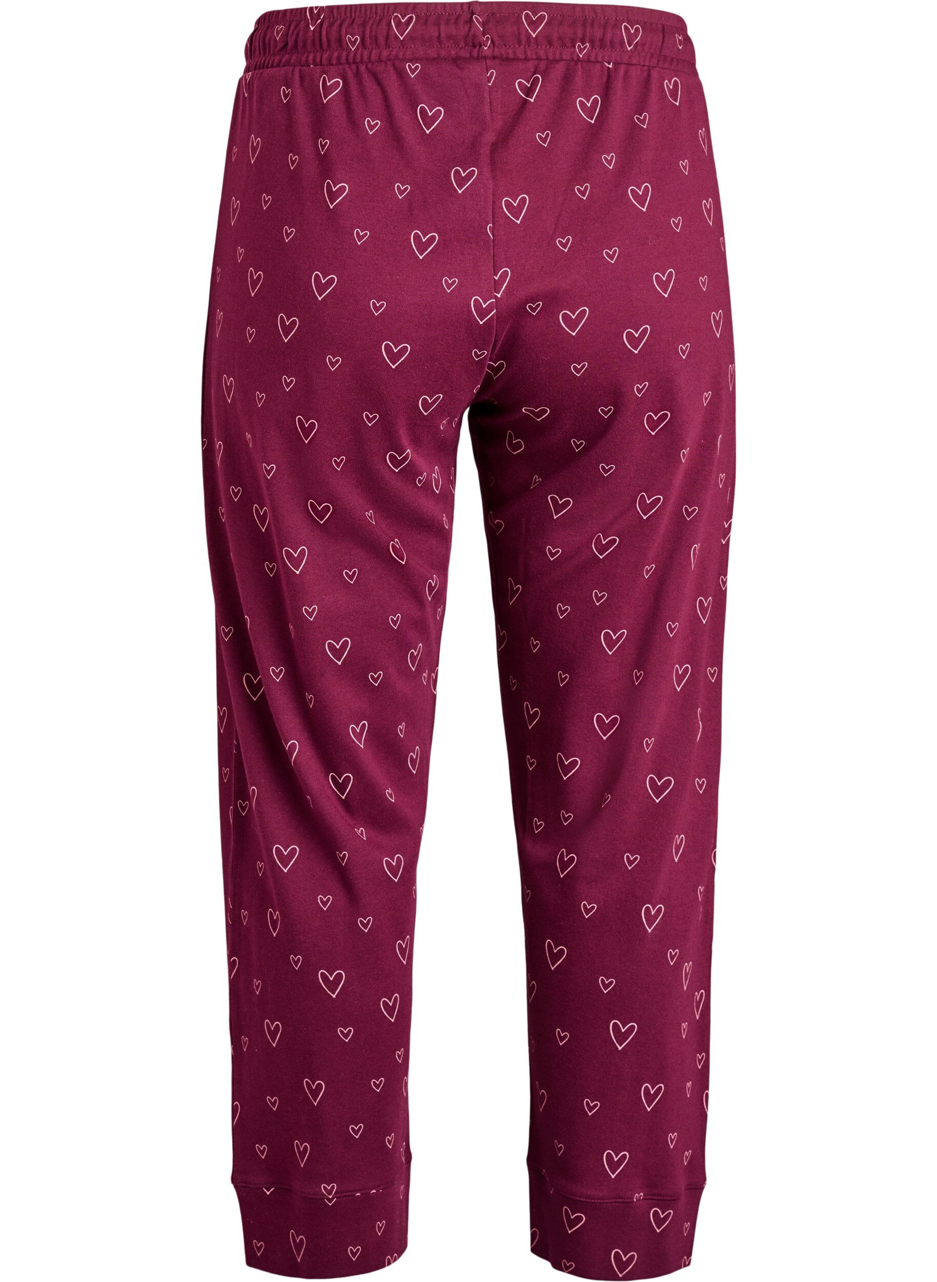 ZizziKatoenen pyjamabroek met hoge taille, Donker Bordeaux, Packshot image number 1