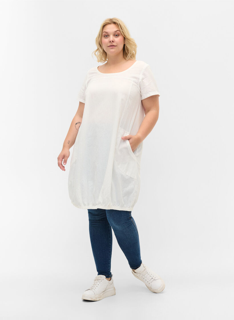 Robe en coton &agrave; manches courtes, Blanc, Model image number 1