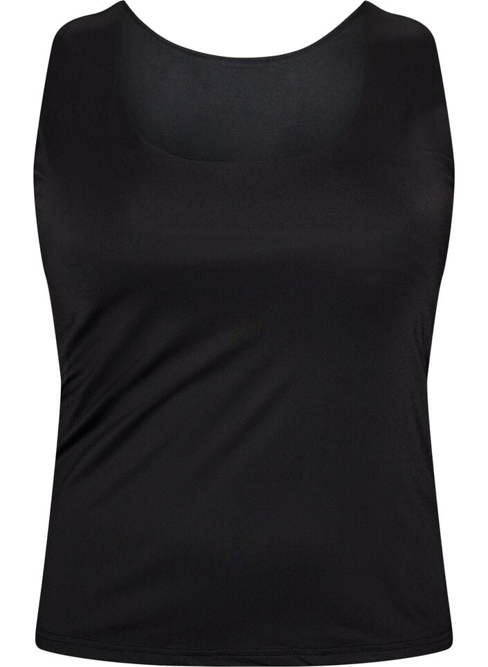 Nauwsluitende basic top van een gladde stof, Zwart, Packshot image number 0
