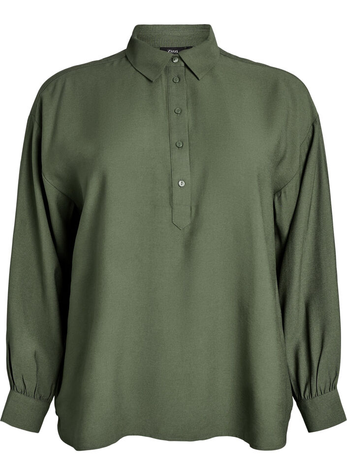 Blouse met knoopdetail op de rug, Groen, Packshot image number 0