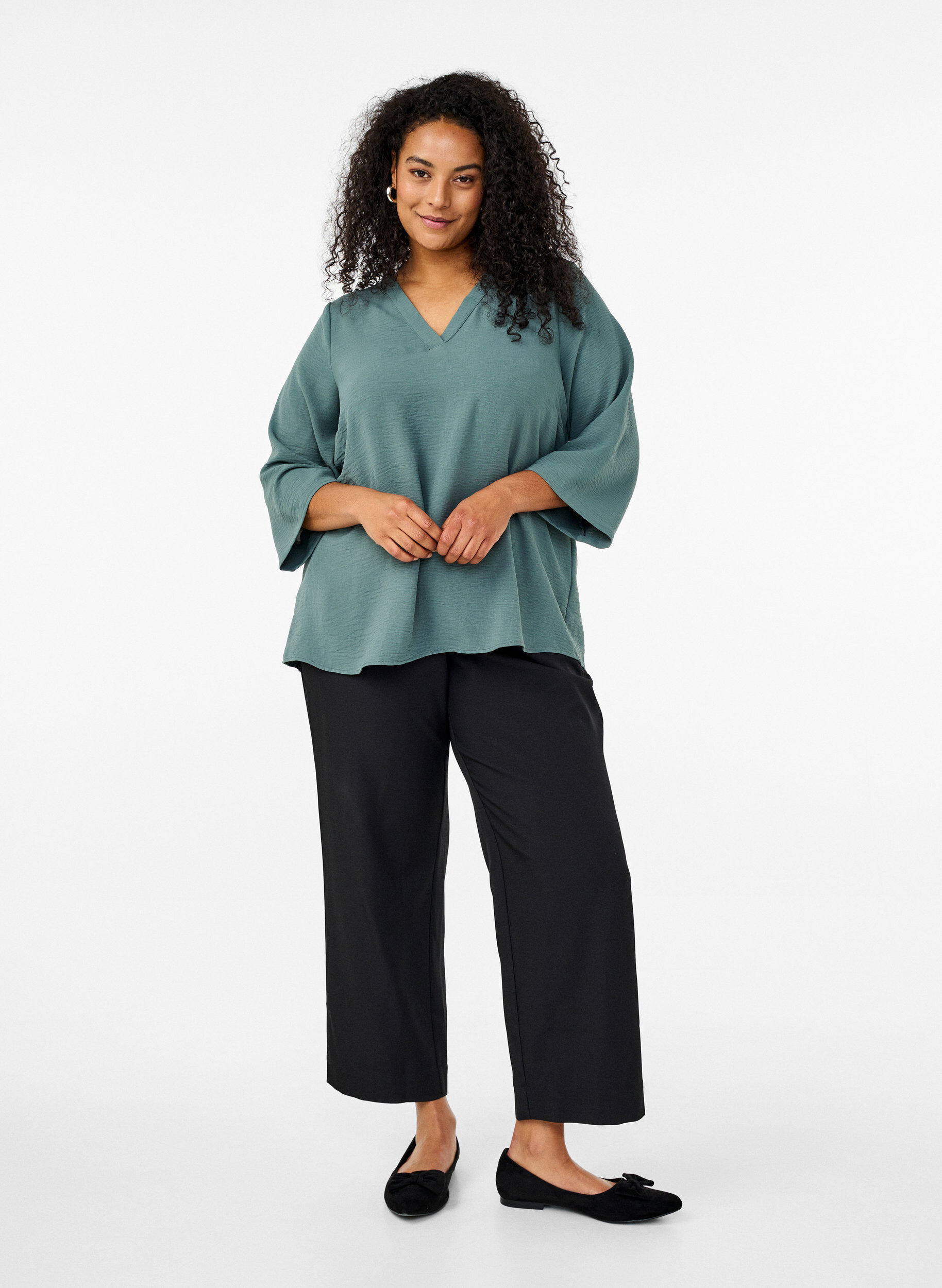 ZizziBlouse met 3/4 mouwen, Groen, Model image number 1