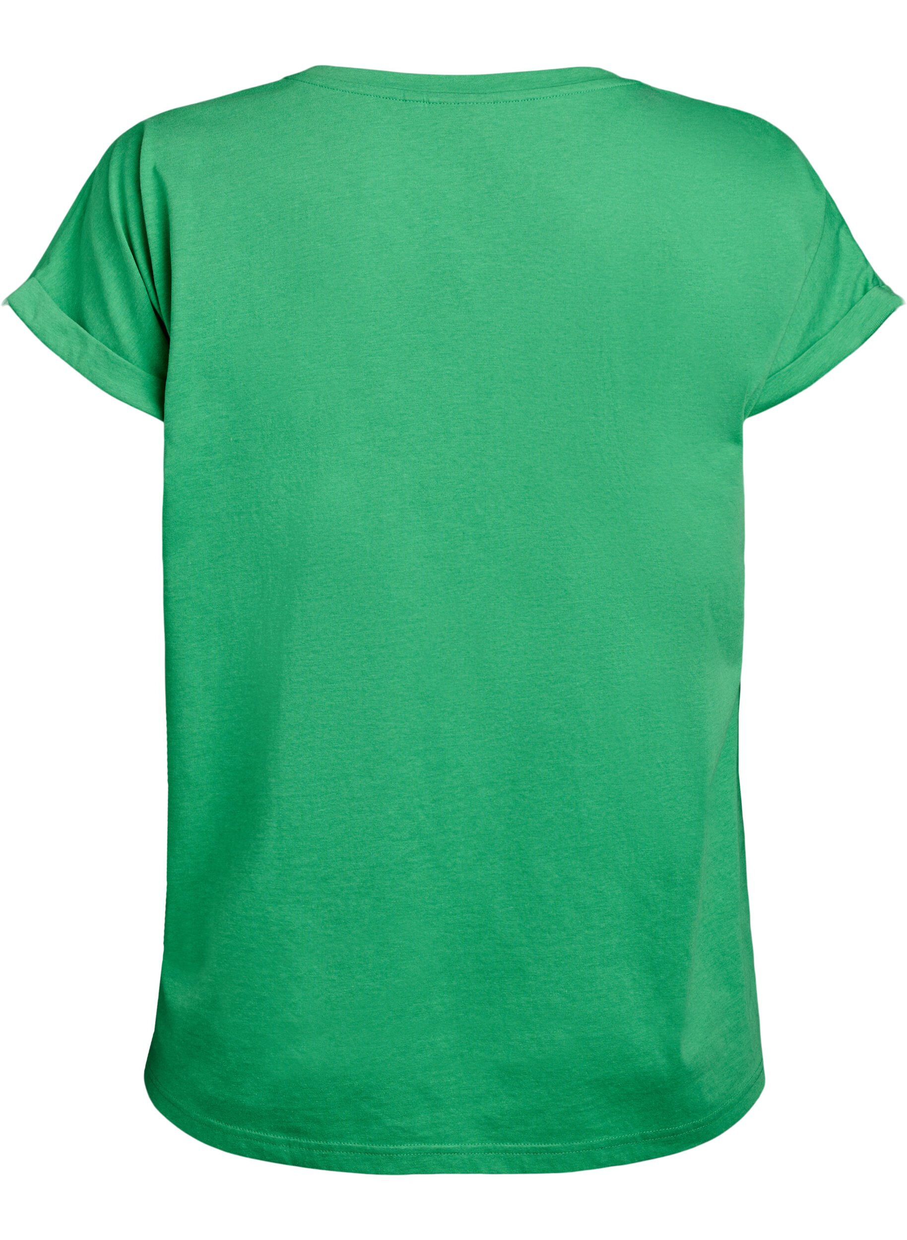 ZizziT-shirt met korte mouwen van katoenmix, Groen, Packshot image number 1