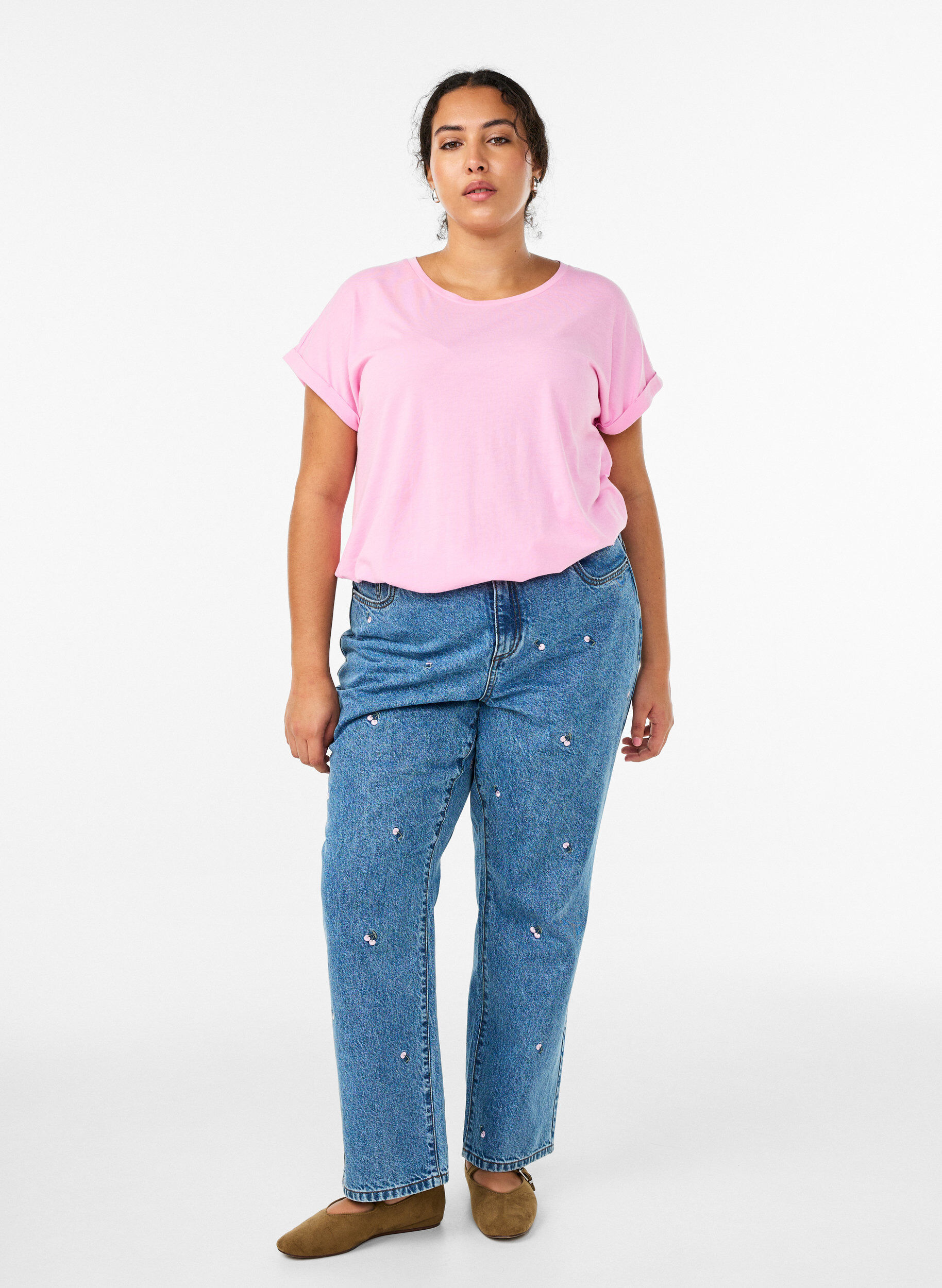 Zizzi2 packs de t-shirts &agrave; manches courtes, Rose, Model image number 1