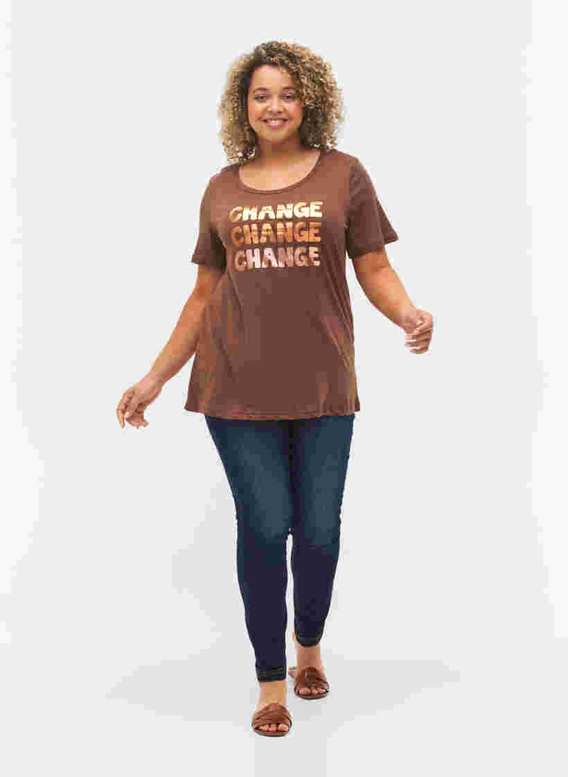 T-shirt en coton à manches courtes, Chestnut Change, Model image number 2