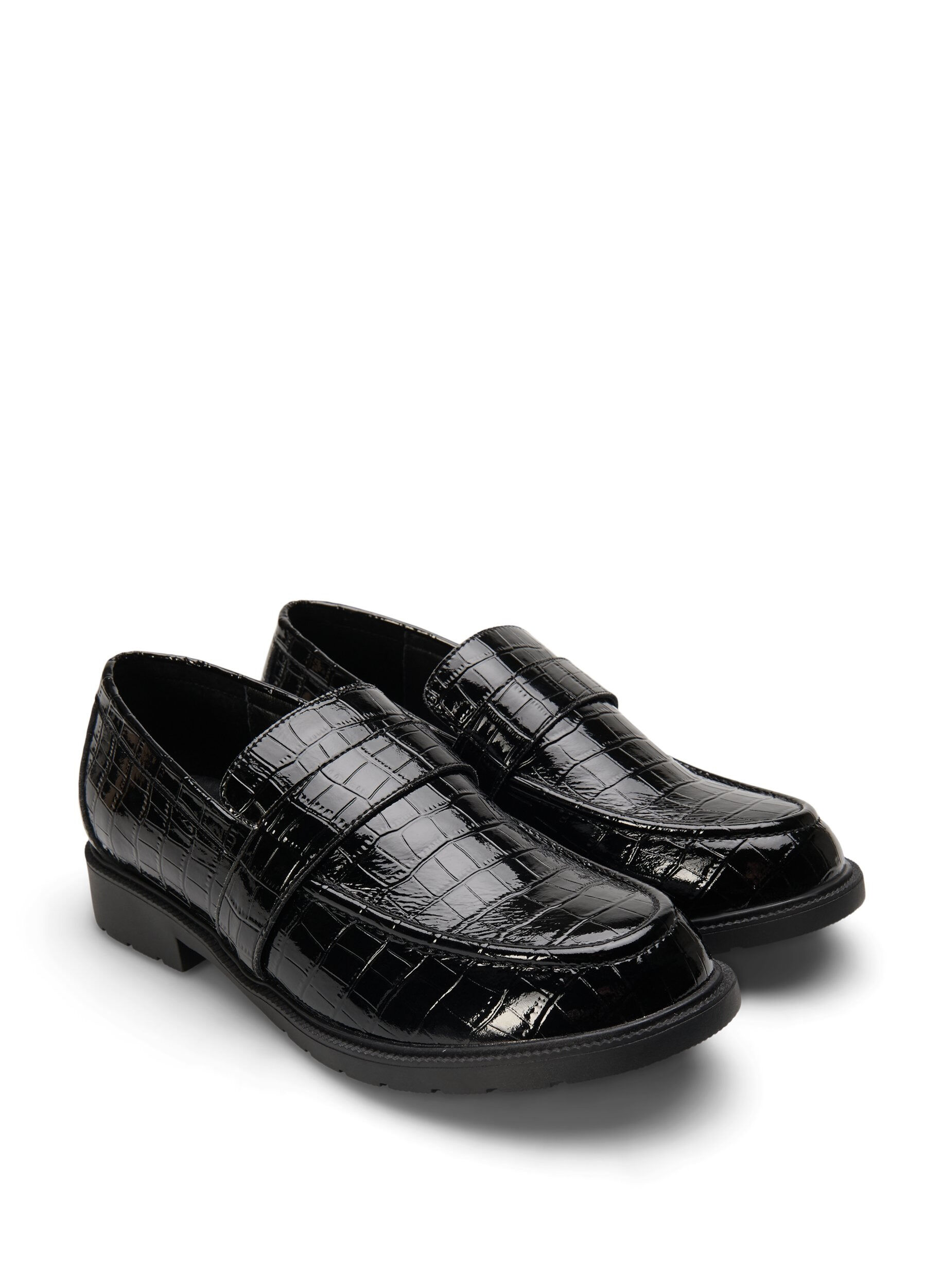ZizziWijde croco loafers van leer, Black, Packshot image number 1