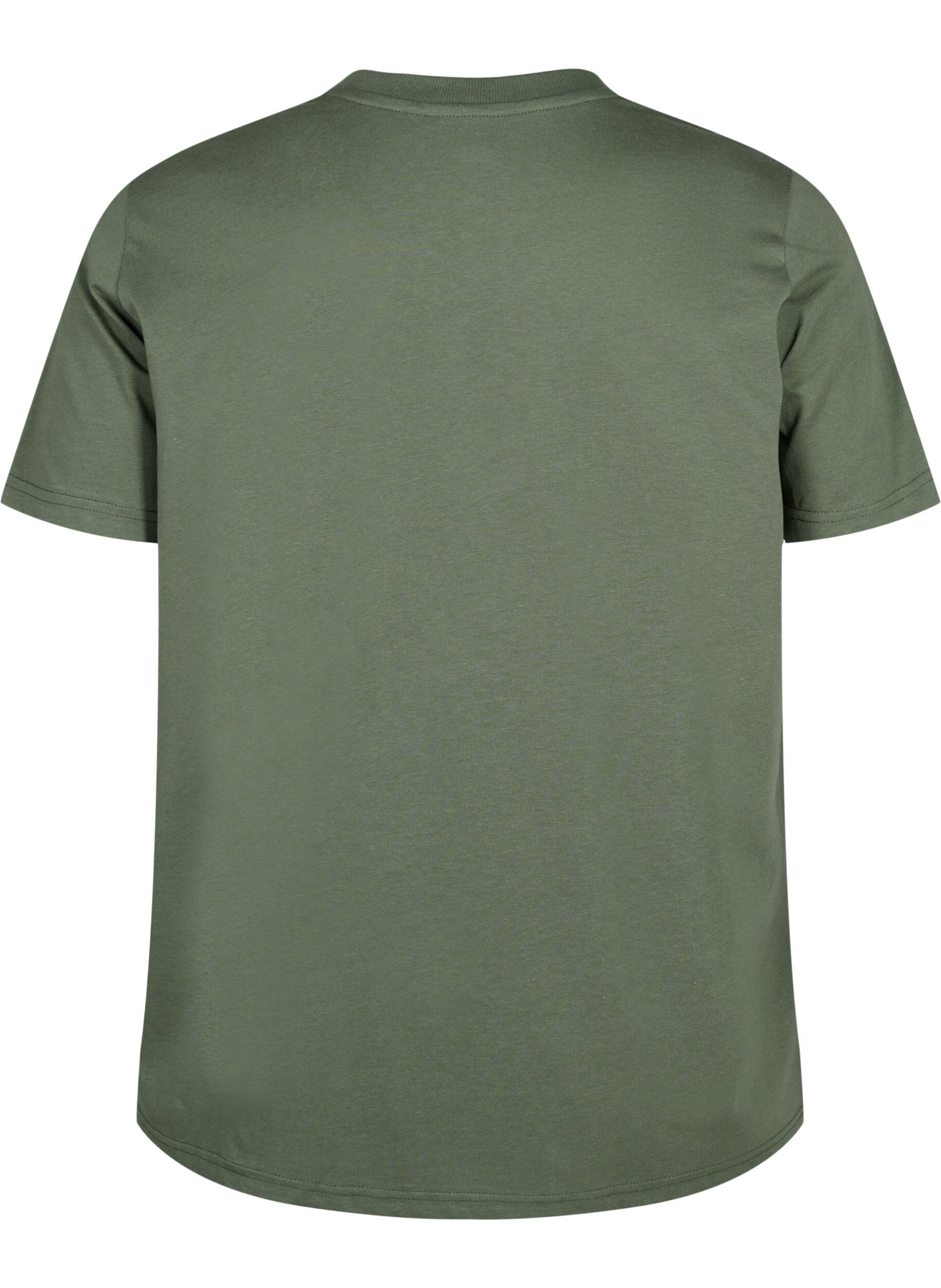 ZizziBasic katoenen T-shirt met ronde hals, Groen, Packshot image number 1