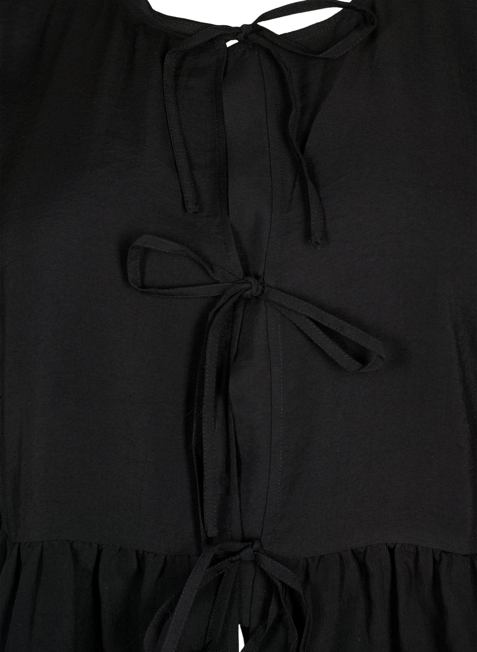 ZizziViscose blouse met anglaise borduursel, Black, Packshot image number 2