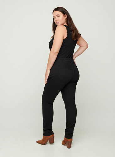 Extra slim fit Nille jeans met hoge taille, Black, Model image number 0