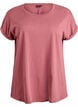 T-shirt &agrave; manches courtes en m&eacute;lange de coton, Rose, Packshot image number 0