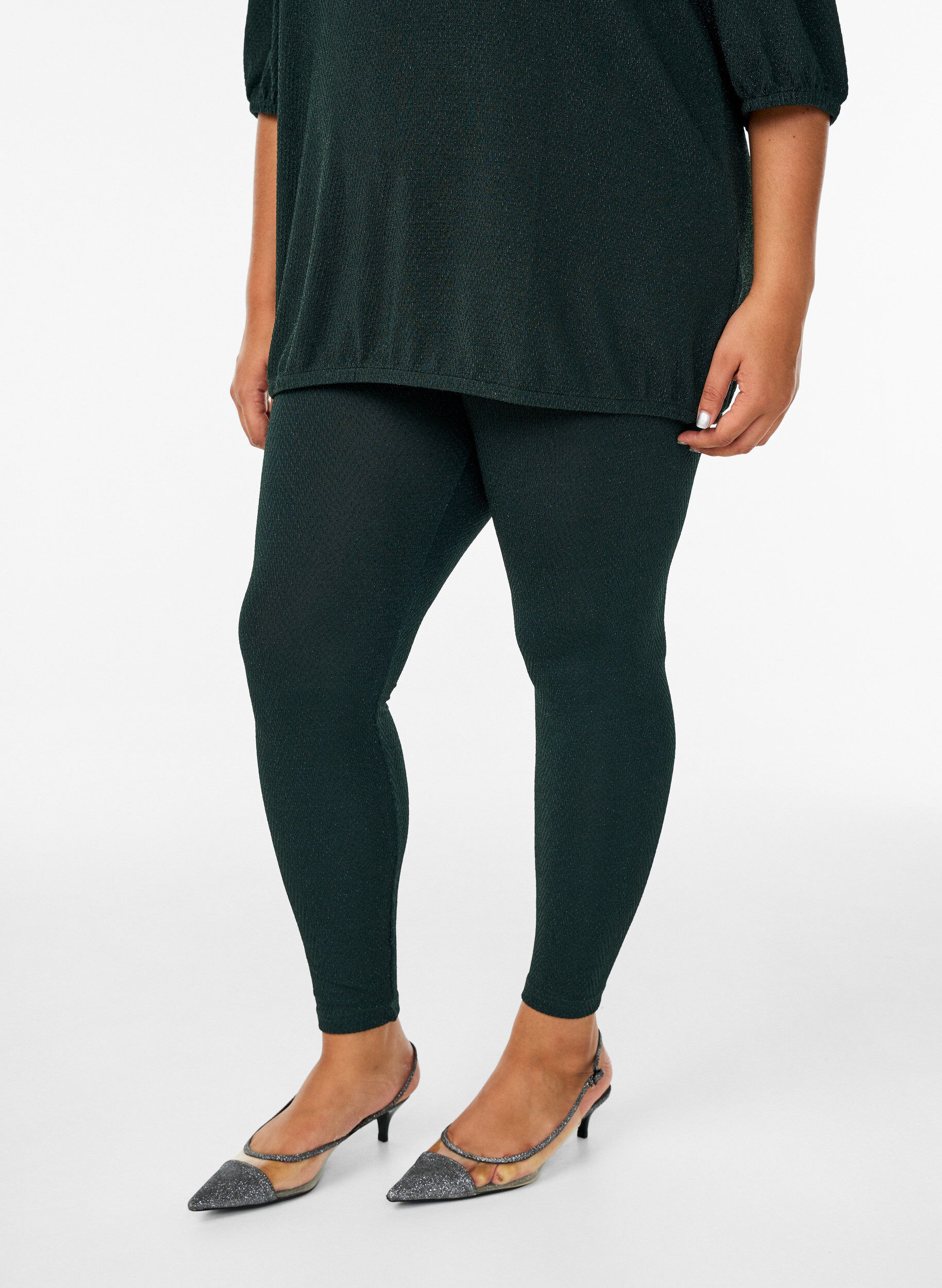 Glitterpatroon leggings, Groen, Model