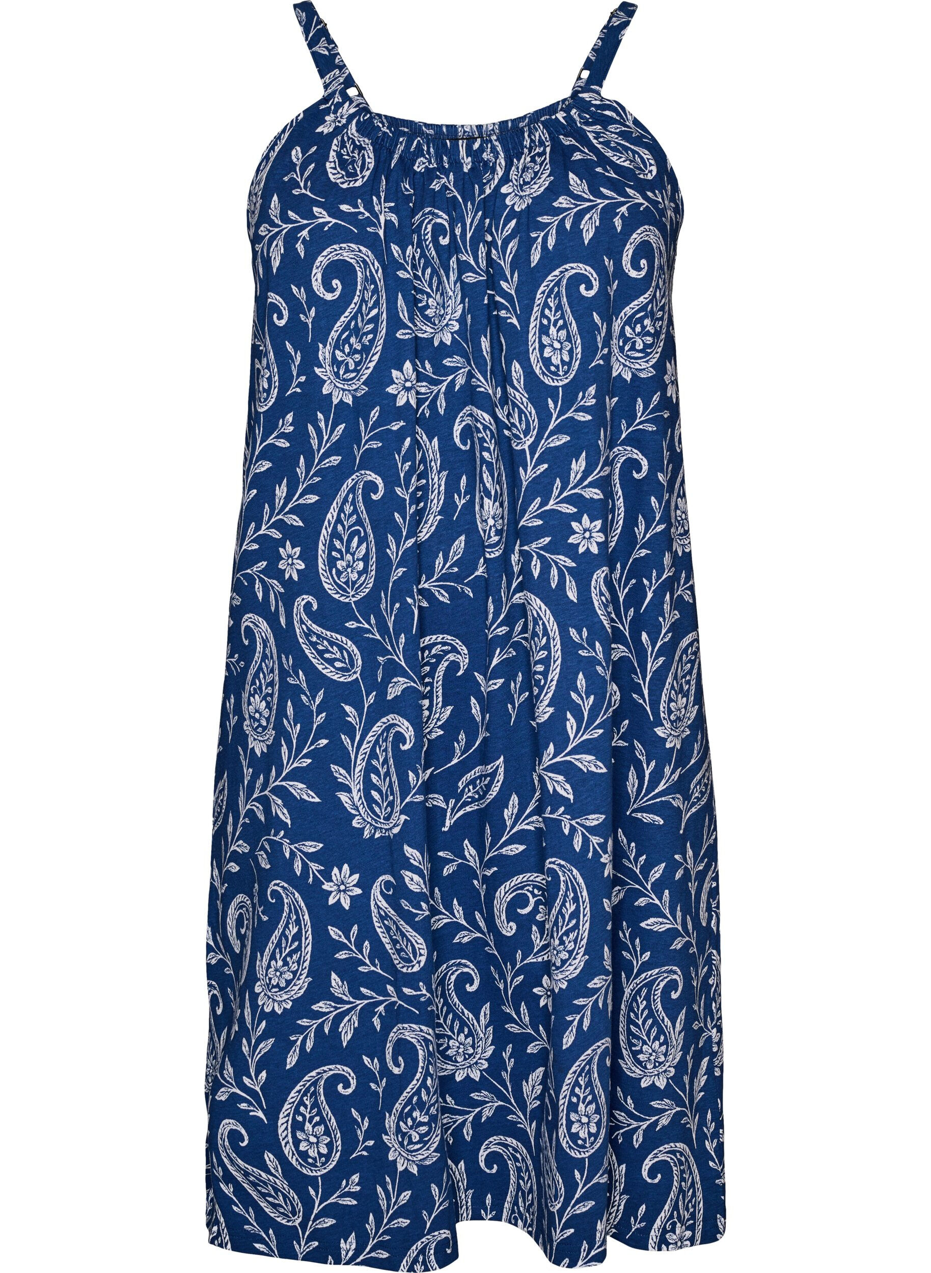 ZizziRobe &agrave; bretelles midi en coton bio, Bleu, Packshot image number 0