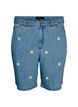 High waist denimshorts met bloemenborduursel, Blauw, Packshot image number 0