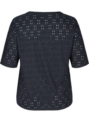 Blouse avec broderie anglaise et manches 2/4, Night Sky, Packshot image number 1