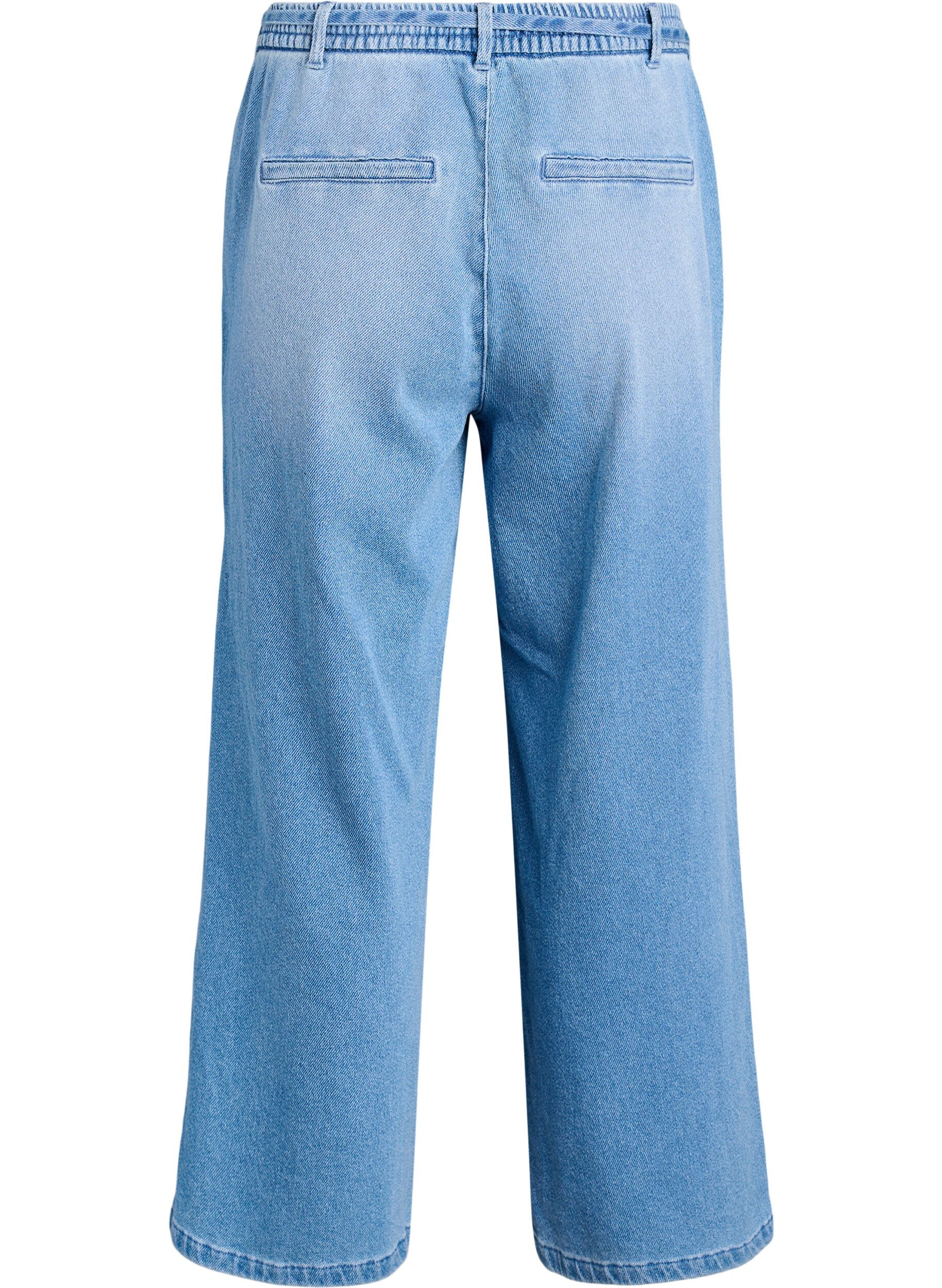 ZizziLosse pasvorm jeans met een elastische tailleband en een trekkoord, Blauw, Packshot image number 1
