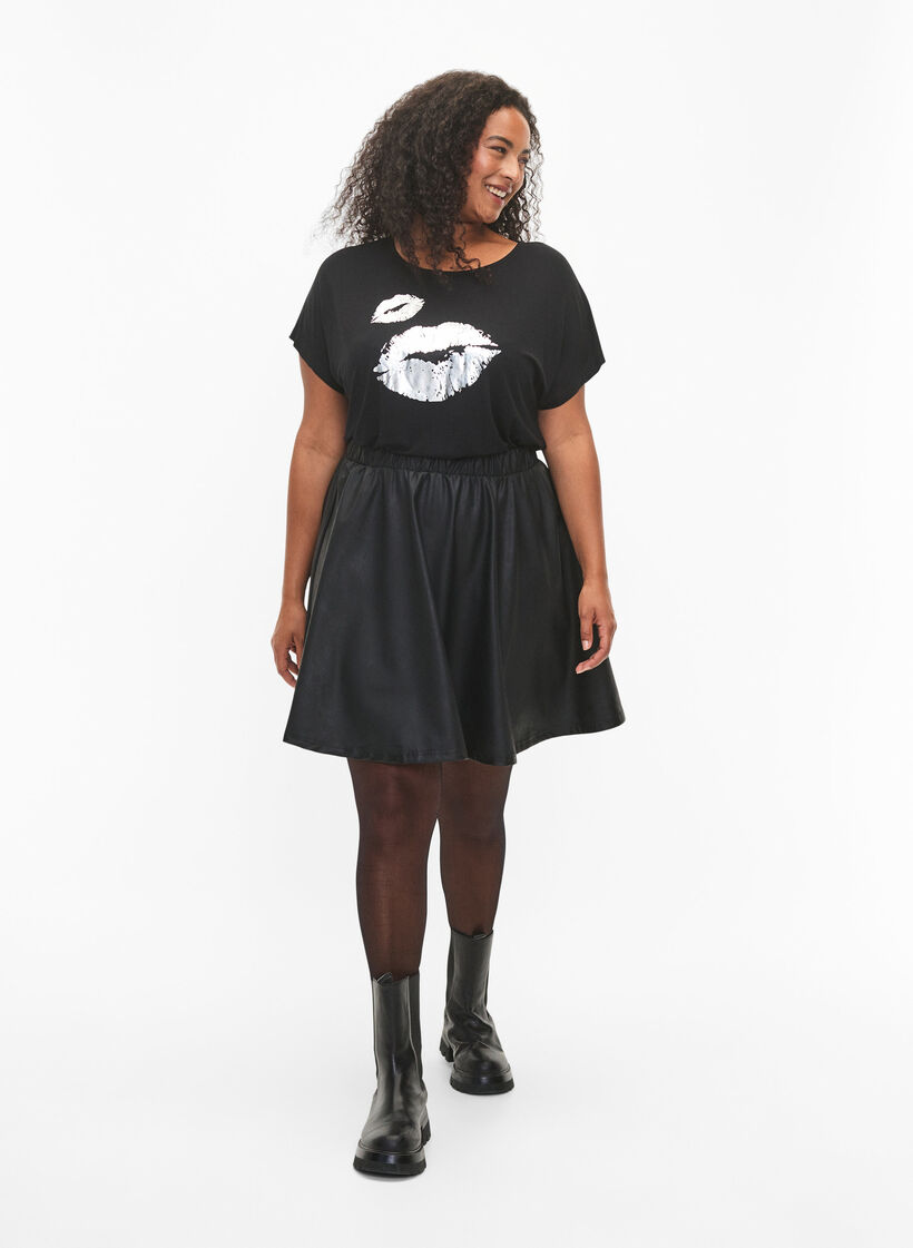 T-shirt met korte mouwen van viscose en opdruk, Black W. Lips, Model image number 2