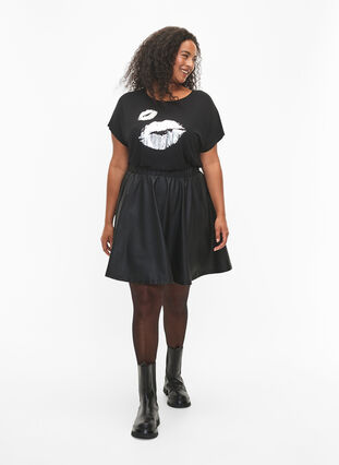 T-shirt à manches courtes en viscose avec imprimé , Black W. Lips, Model image number 2