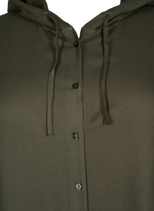 Robe chemise en viscose avec capuche et manches 3/4, Thyme, Packshot image number 2